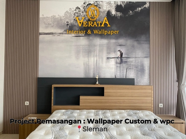 Wallpaper kombinasi WPC untuk dinding head bed, Sumber: doc pribadi