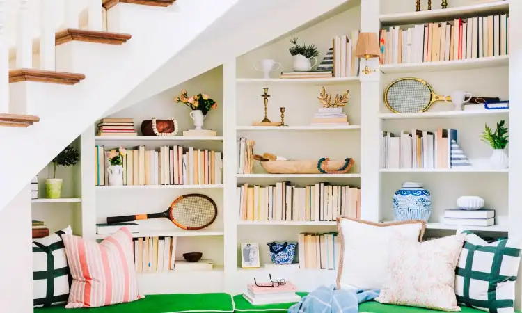 Hidden library bawah tangga, Sumber: hearstapps.com