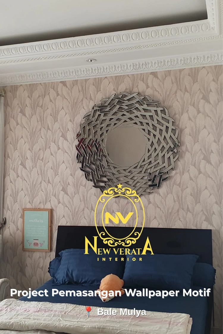 Wallpaper dengan motif daun untuk area kamar, Sumber: doc pribadi
