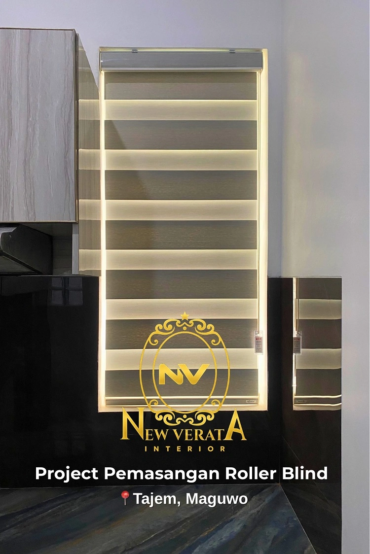 Roller blind dengan model zebra blackout, Sumber: doc pribadi