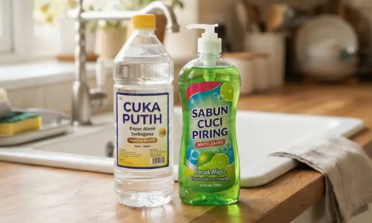 Campuran cuka putih dan sabun cuci piring, Sumber: AI