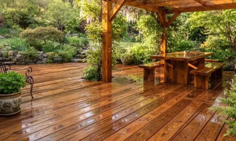 Lapisan varnish untuk material kayu di outdoor, Sumber: AI