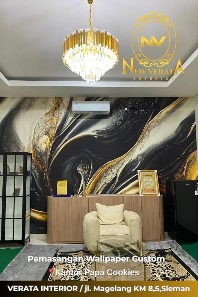 Pemasangan wallpaper custom di Bantul, Sumber: doc pribadi