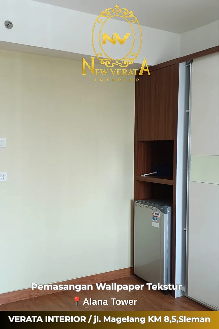 Wallpaper textured diaplikasikan pada kamar, Sumber: doc pribadi